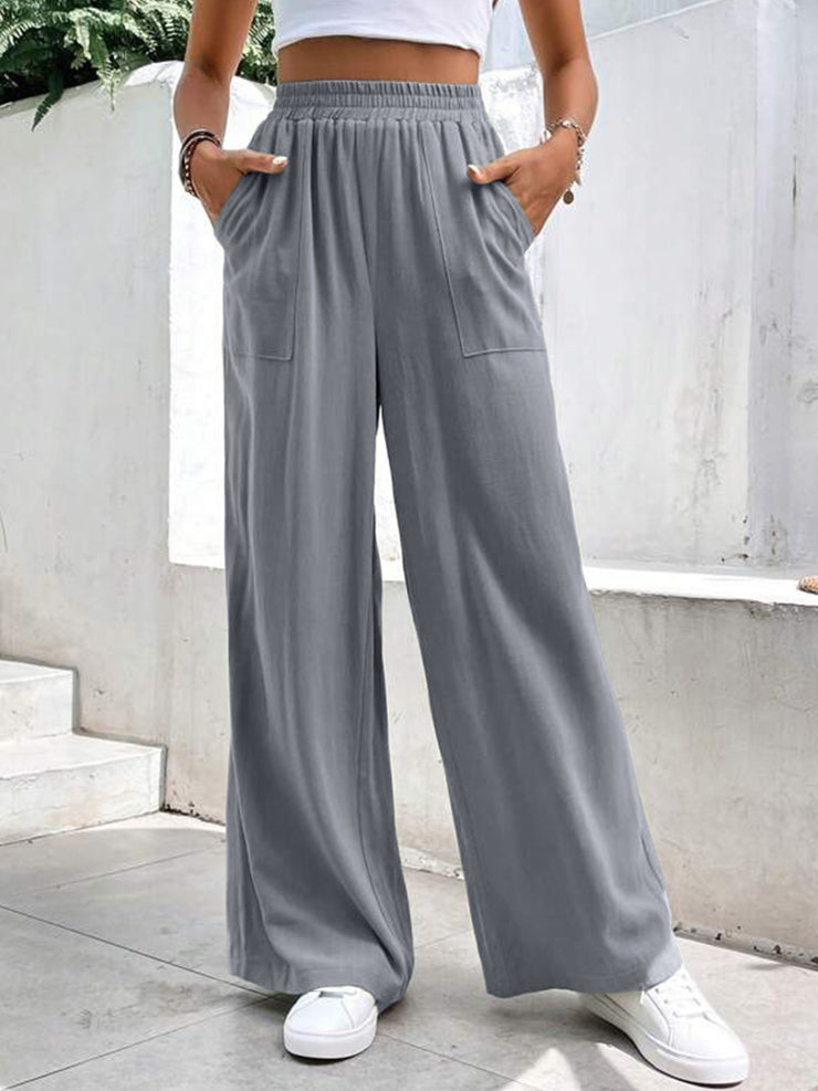 High Waist Wide Leg Pants with Pockets