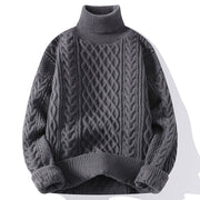 Vintage Jacquard Turtleneck Thick Sweater Men