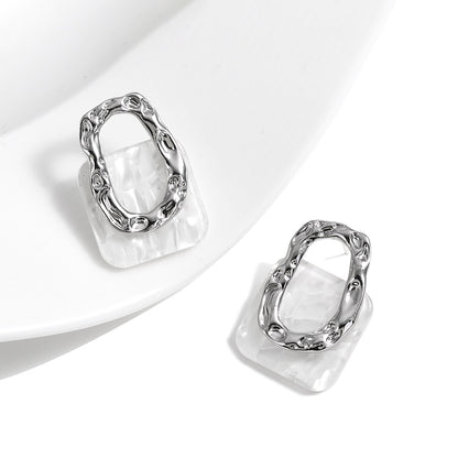 Acrylic Geometric Square Hanging Stud Earrings