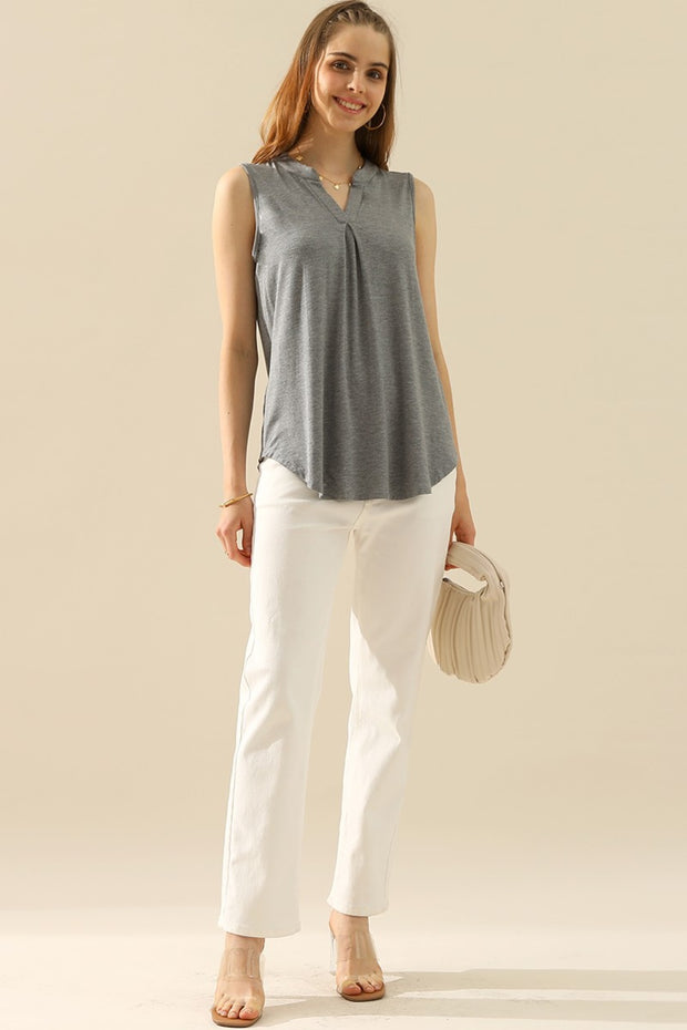 Ninexis Full Size Notched Sleeveless Top