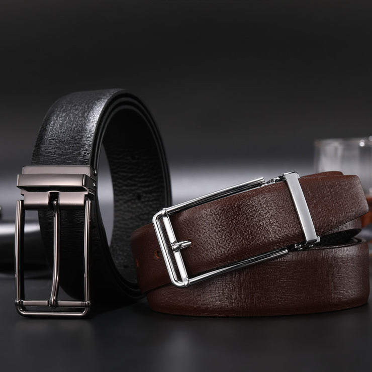 Pin buckle men's belt