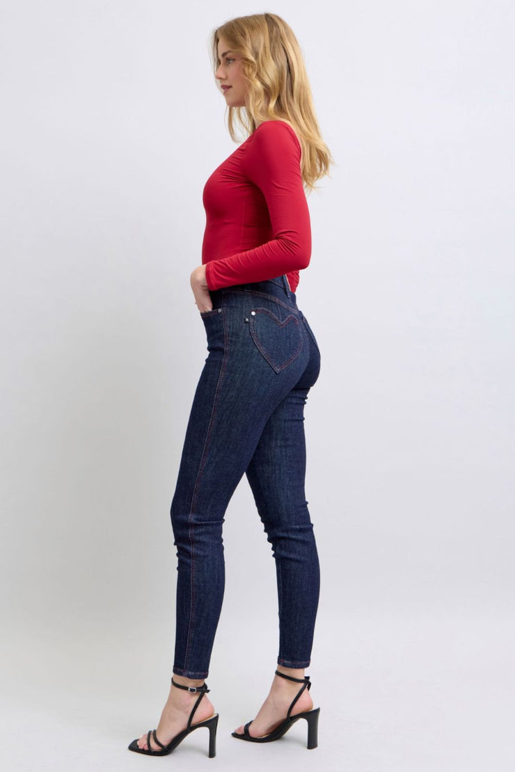 Judy Blue Full Size Heart Shaped Back Pockets Skinny Jeans