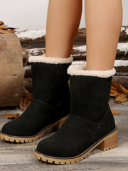 Thermal Fuzzy Block Heel Boots