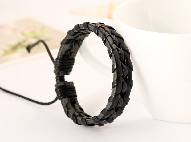 Pure Woven Men Leather Bracelet