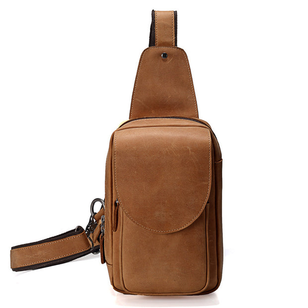 Vintage Leather chest pack men bag