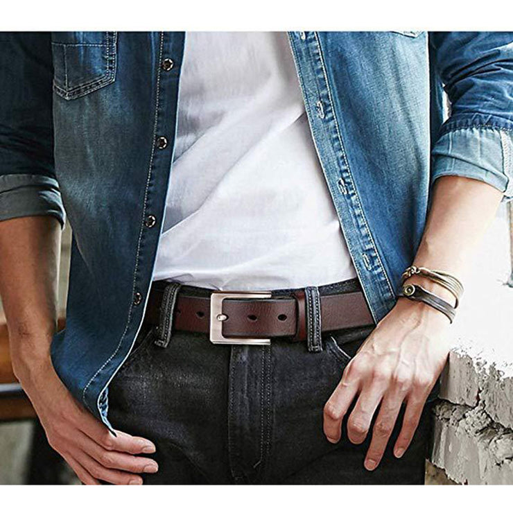 Casual wild two-layer leather belt