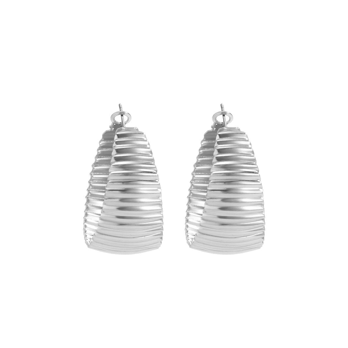Exaggerated Punk Metal Stripe C-Shaped Earrings