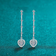 2 Carat Moissanite Zircon 925 Sterling Silver Heart Earrings