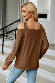 Cold Shoulder Square Neck Cutout Blouse