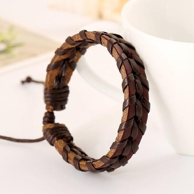 Pure Woven Men Leather Bracelet