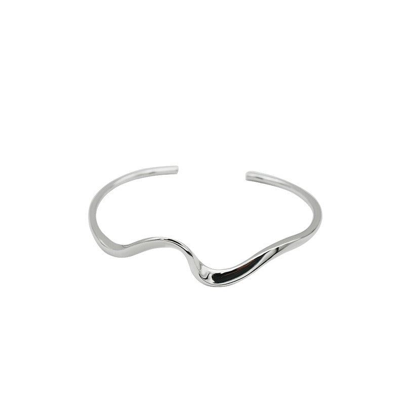 Sterling silver minimalist wave bracelet Mobius open bracelet jewelry