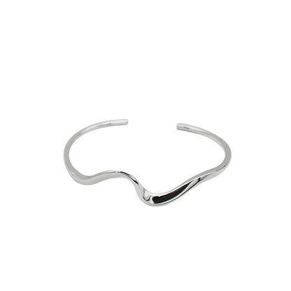 Sterling silver minimalist wave bracelet Mobius open bracelet jewelry