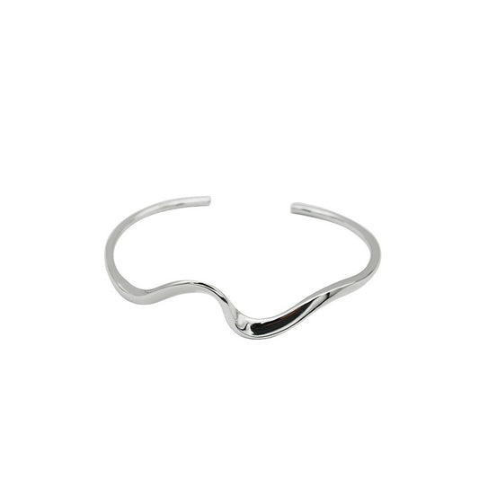 Sterling silver minimalist wave bracelet Mobius open bracelet jewelry
