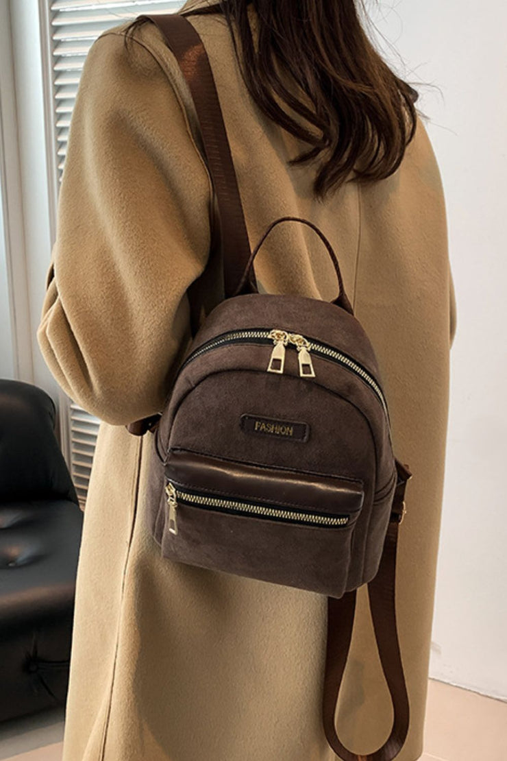 Suede Adjustable Strap Backpack Bag