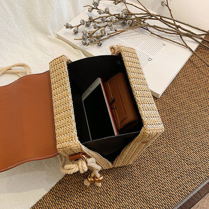 Top Handle women straw woven bag