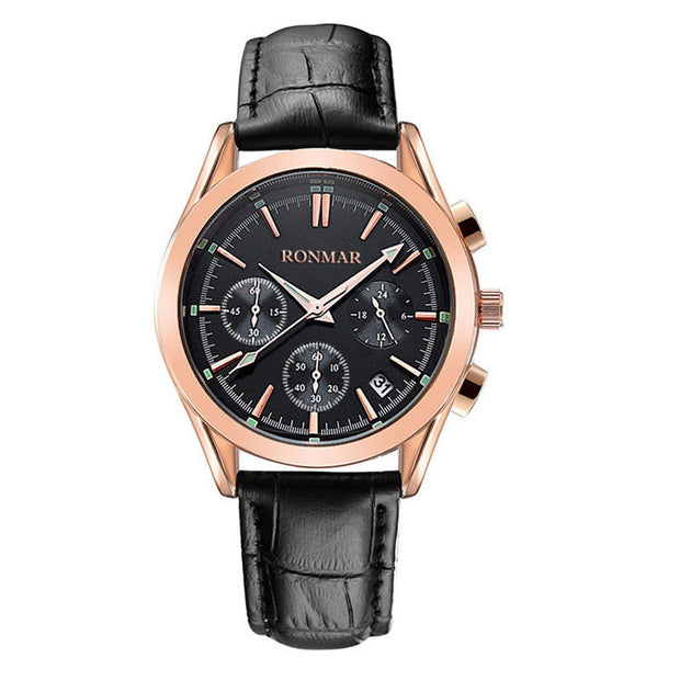 Six-pin quartz leather waterproof casual luminous watch