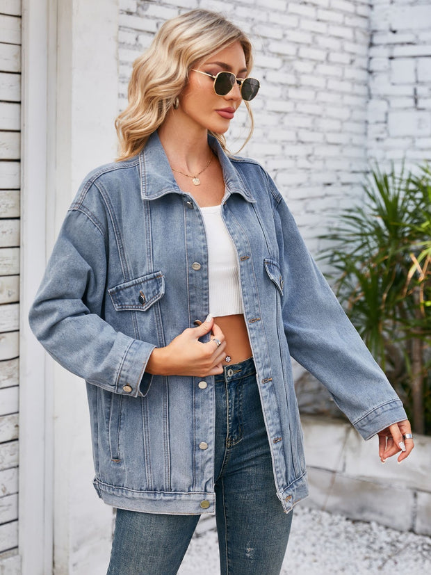 Button Up Long Sleeve Denim Jacket