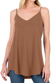 Full Size Spaghetti Strap V-Neck Flowy Tunic Cami