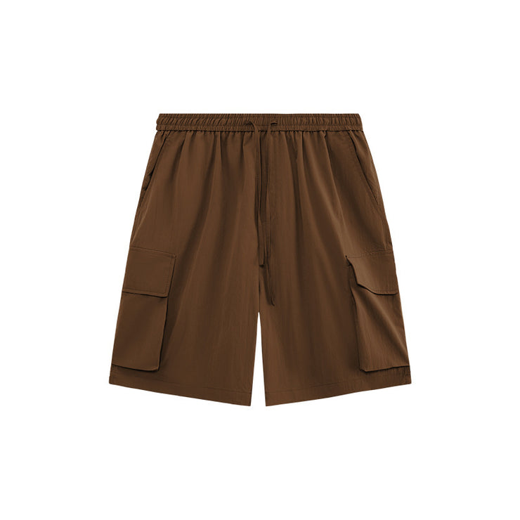 Wrinkle-feeling Large Pocket Straight Shorts