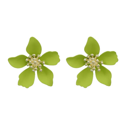 Flower spray painted earrings