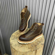 Retro Style Worker Boot Men's High-top Leather Boots