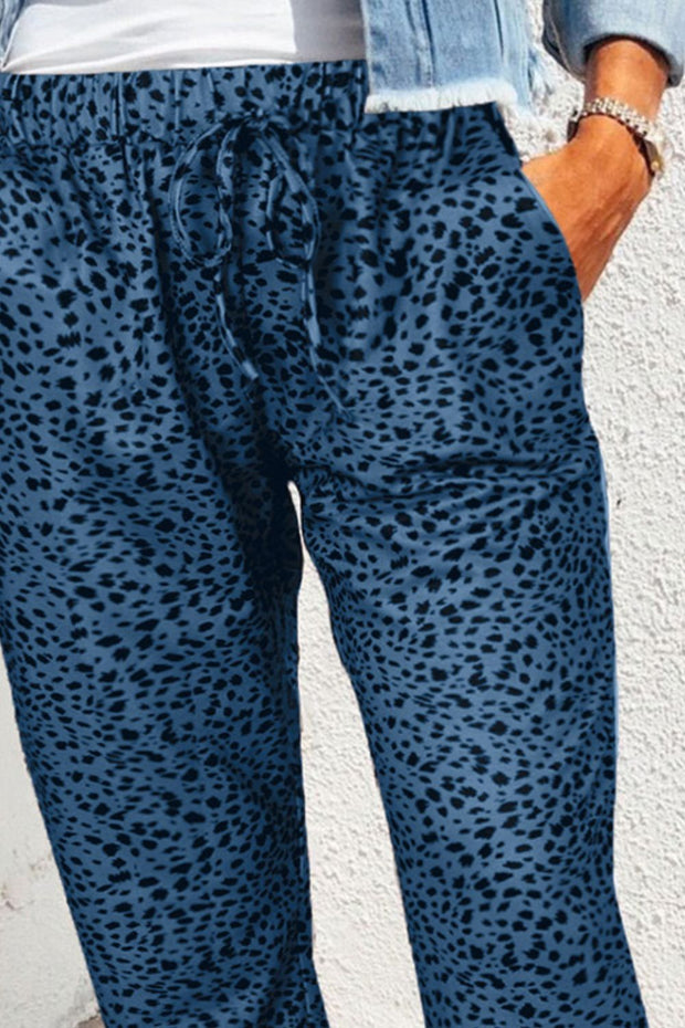 Double Take Leopard Print Joggers with Pockets