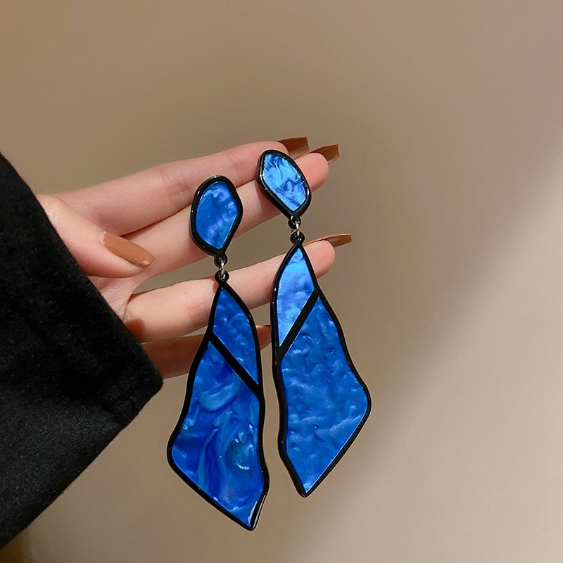 Pink & Blue Acrylic Dangle Earrin