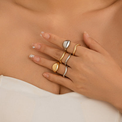 Molten Curve Open Metal Ring
