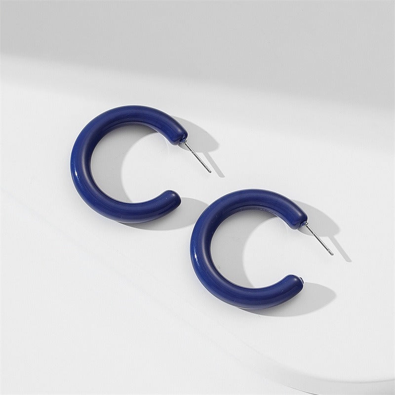 Half round candy C-shaped acrylic earrings