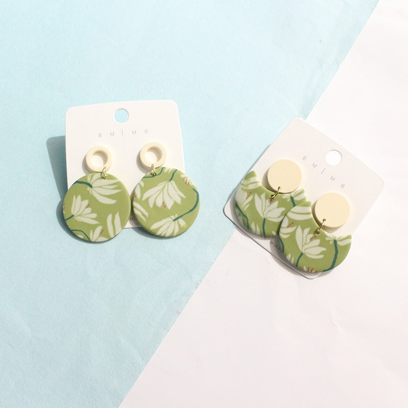 Vintage Fresh Lotus Square Geometric Earrings