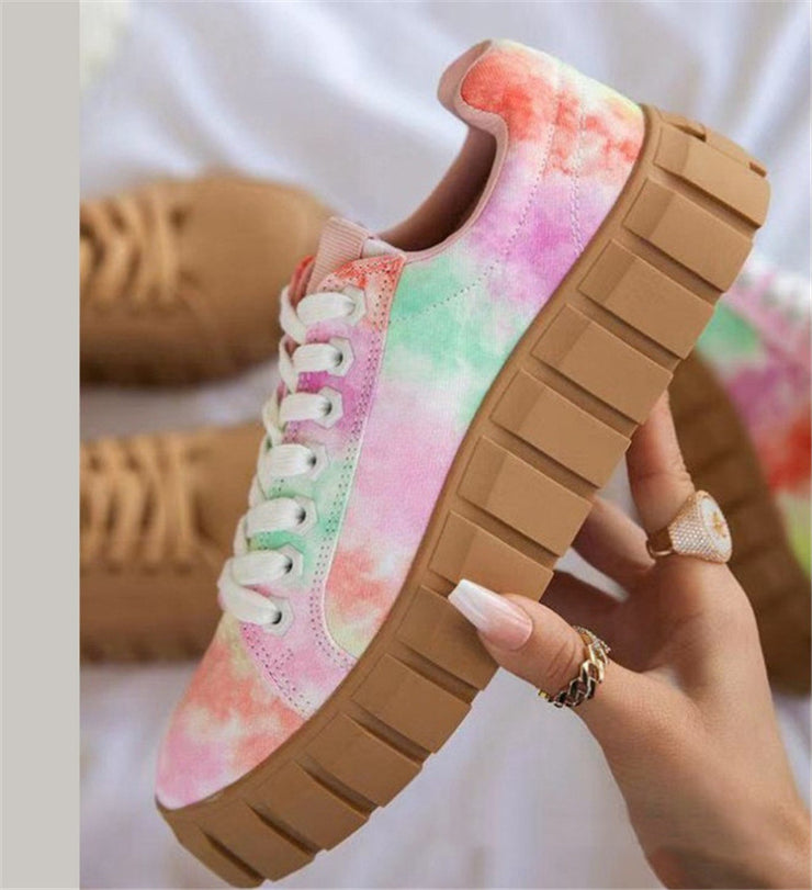 Woman Casual Lace-up Canvas Sneakers