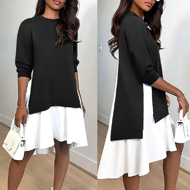 Women's Fashion Personality Sweater Stitching Dress