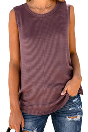 Waffle Knit Round Neck Tank