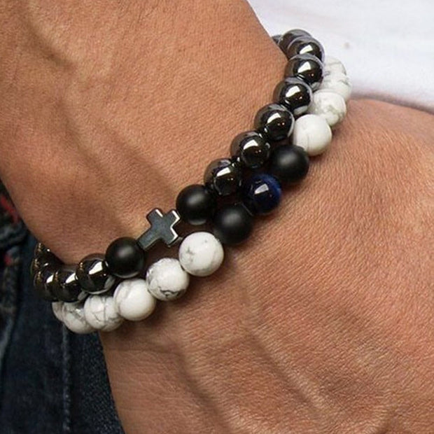 Charm Hand Men's Bracelet Stone Hand Beaded