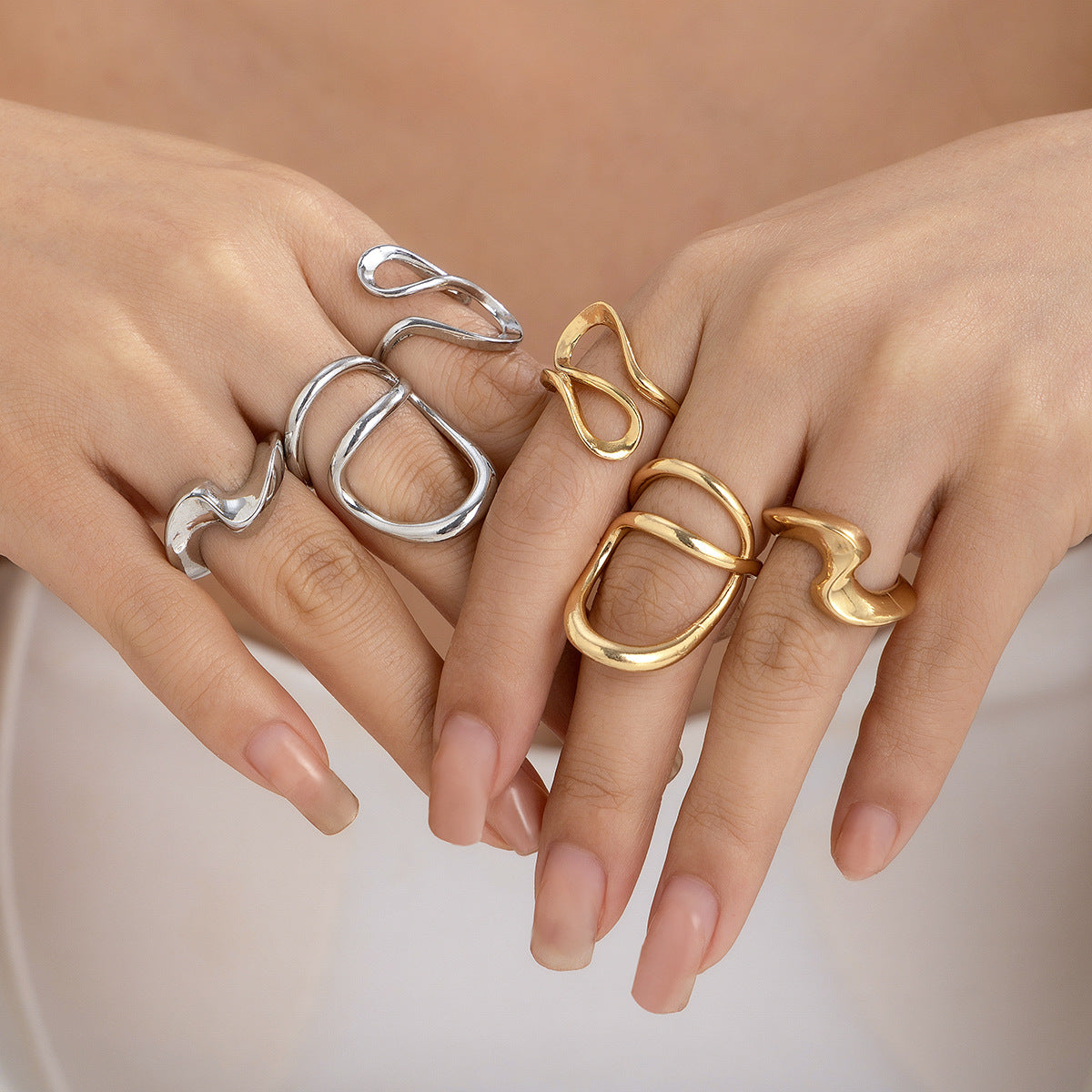 Molten Curve Open Metal Ring