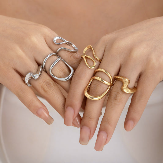 Molten Curve Open Metal Ring