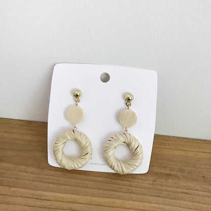 Retro Exaggerated Geometric Rattan Woven Earrings