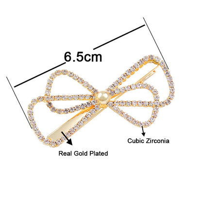 Sweet Rhinestone Pearl  Bow clip