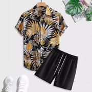 Men's Printed Casual  Short Sleeve Shirt Outfit