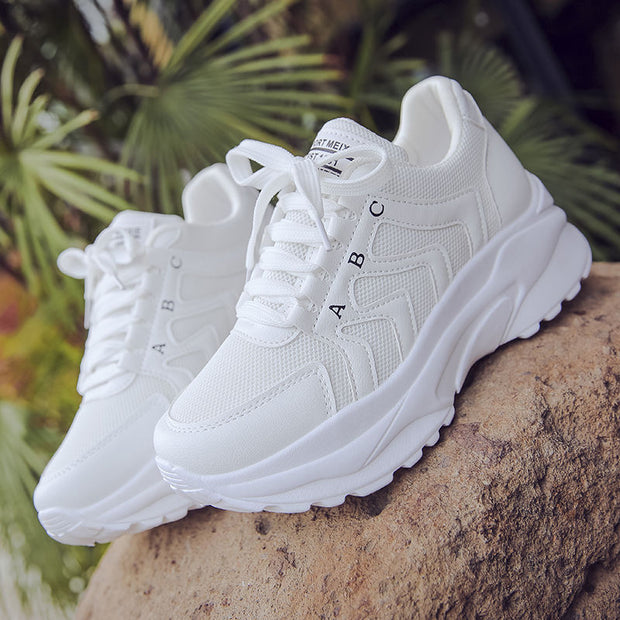 Women's white shoes with thick sole