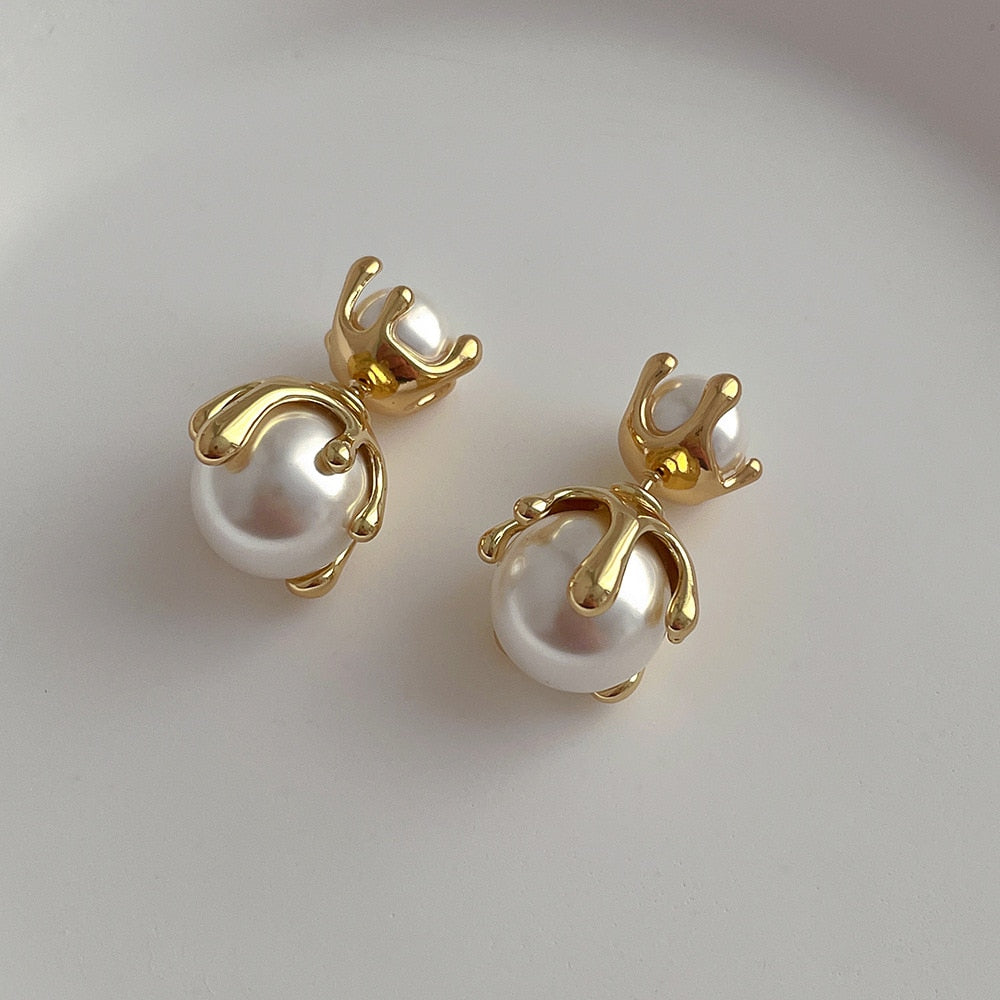 Bilandi High-Quality Simulated Pearl Stud Earrings – Copper Alloy