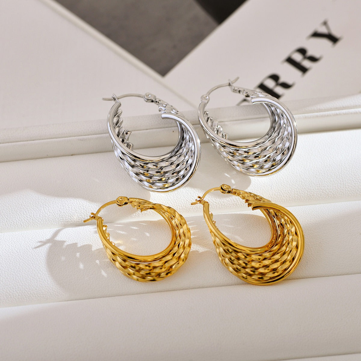 Stainless steel multi-layered hoop Earrings
