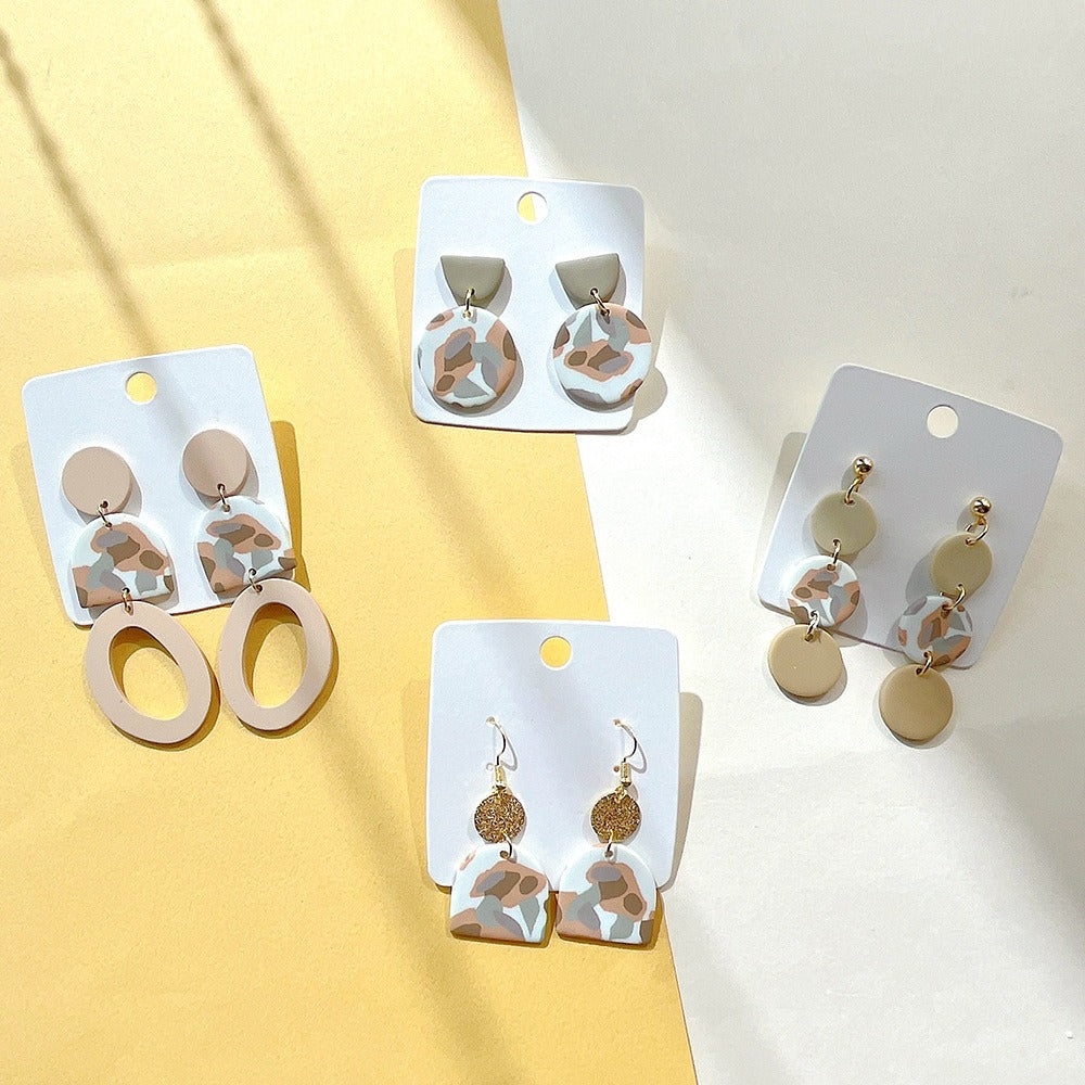 Milk Coffee Soft Geometric Camo Earrings – INS Style