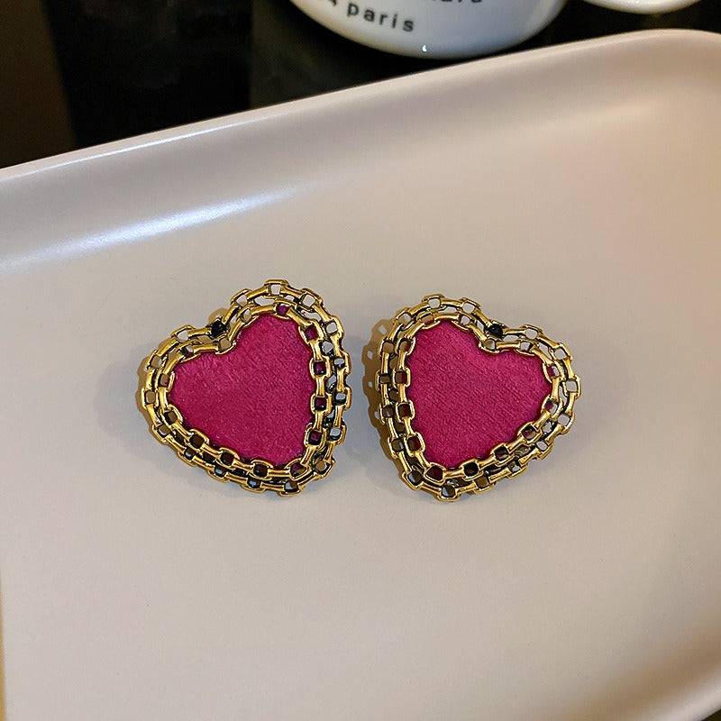 Retro Rose Red Square Dangle Earrings