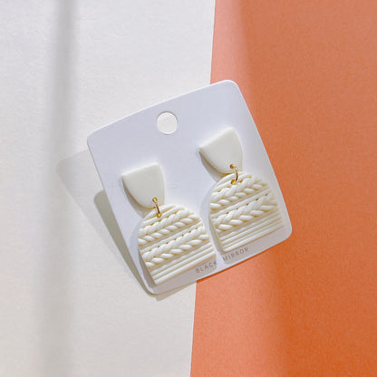 Handmade Geometric Polymer Clay Earrings – Soft Pottery Striped Jewelry for Women