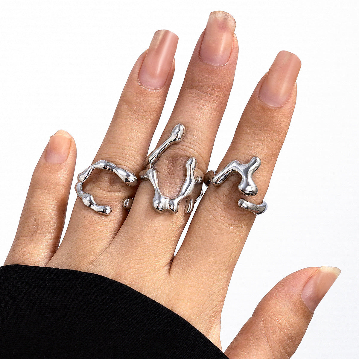 Molten Curve Open Metal Ring