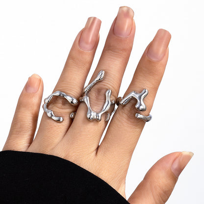 Molten Curve Open Metal Ring