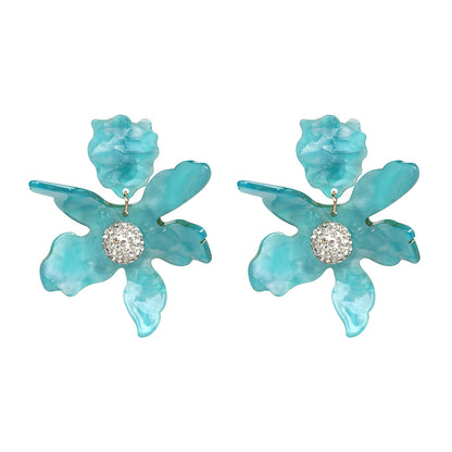 URAN Big Resin Flower Dangle Earrings – Boho Ethno Statement Jewelry