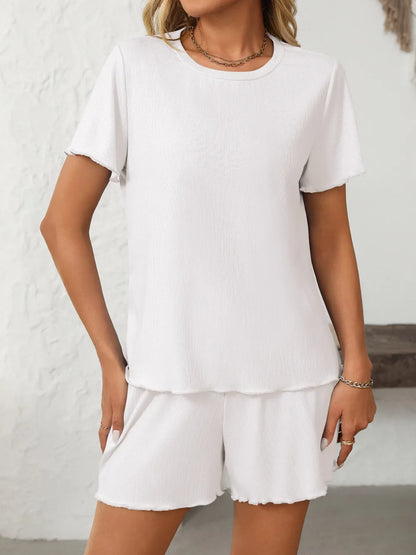 Elegant Ribbed Knit Pajama Set