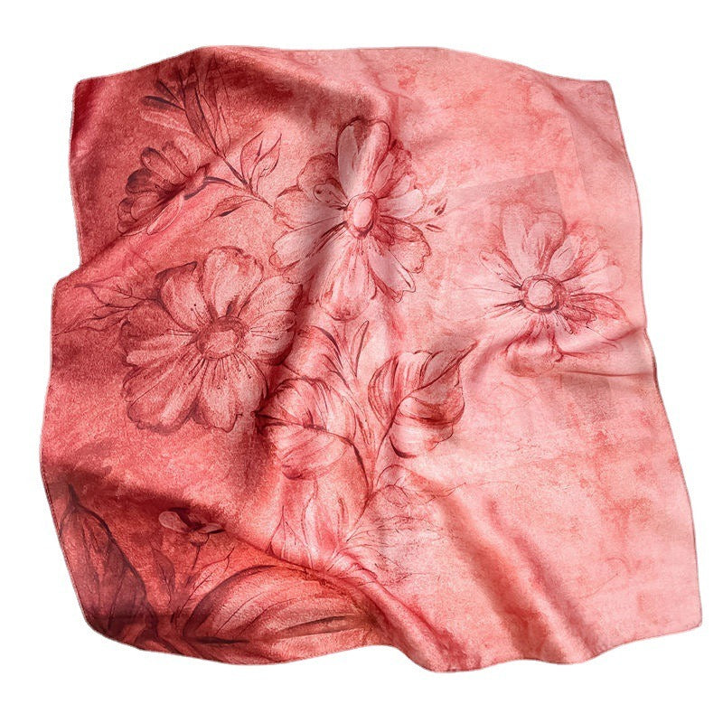 Small square scarf, mulberry silk flower, Hangzhou silk scarf, versatile in spring and autumn